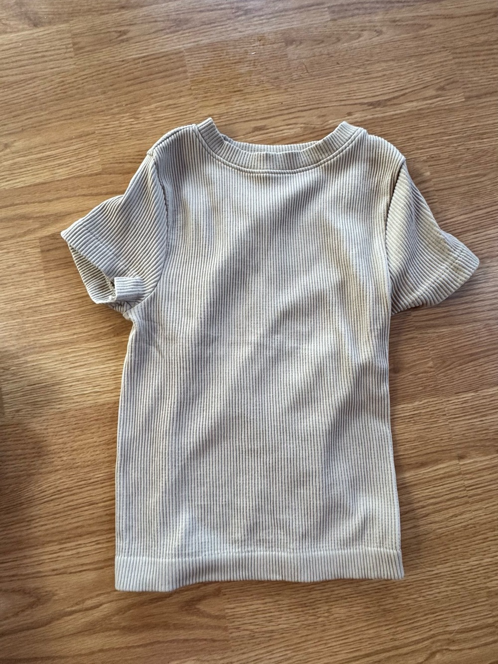 Old Navy Cream Ribbed Short-Sleeve Tee